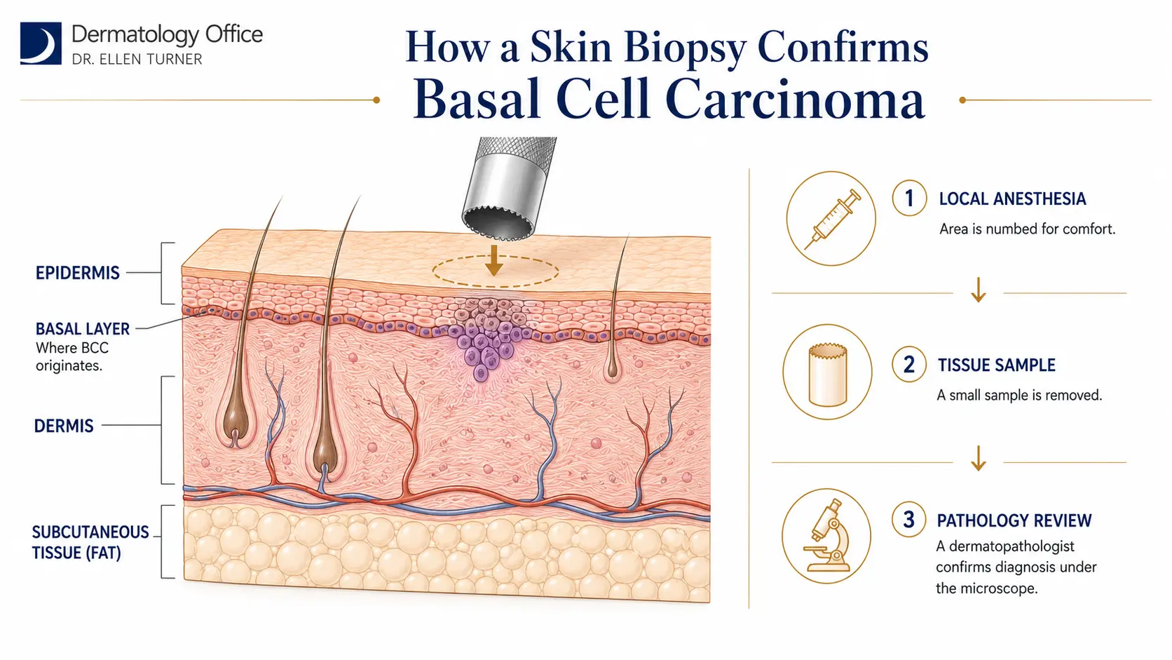 How a skin biopsy confirms basal cell carcinoma